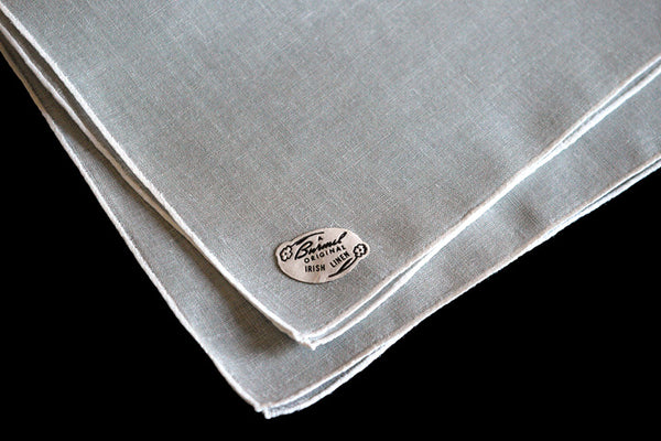 Burmel Hand Rolled Vintage Irish Linen Handkerchief, Gray