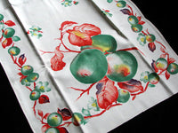 Green Fruit & Floral Vintage Kitchen Tea Towel New Old Stock