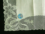 Green Embroidered Net Lace Wedding Handkerchief MWT