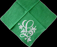 Monogram L Vintage Handkerchief, White and Green