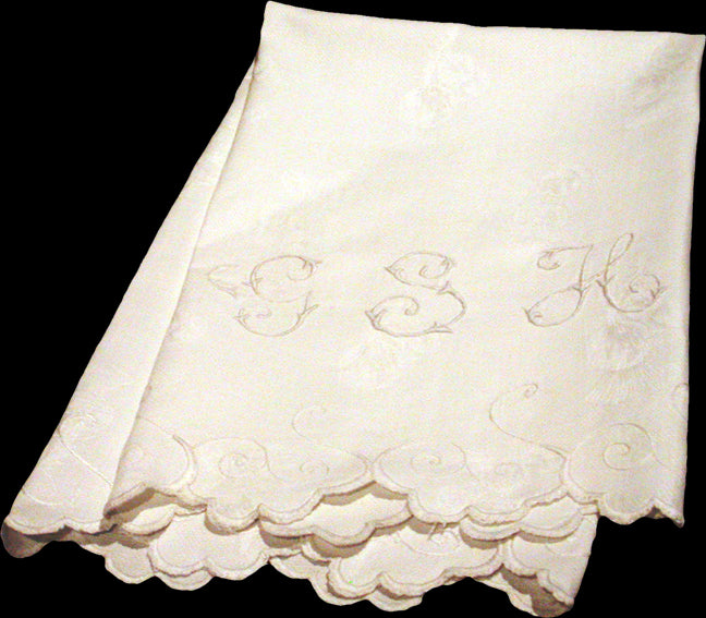Oversize Antique Damask Linen Towel, GSH Monogram – Gypsy Rosalie's ...