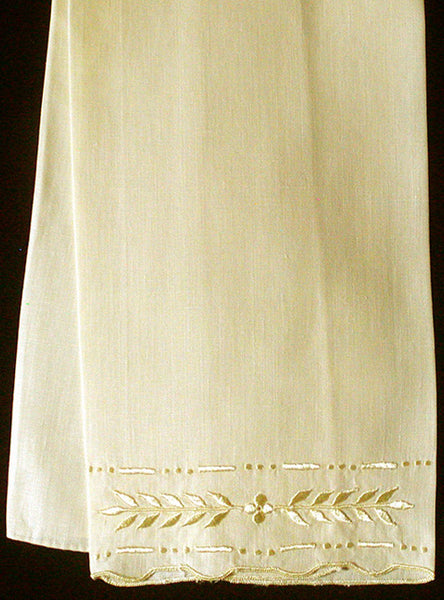 Madeira Hand Embroidered Vintage Linen Guest Towel, Yellow