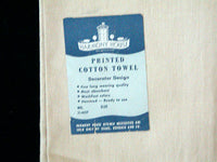 Flat Tire on Horseless Carriage Vintage Cotton Tea Towel NOS
