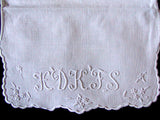 Embroidered Vintage Linen Whitework Handkerchief Pouch