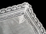 Antique Normandy Lace Heirloom White Wedding Handkerchief