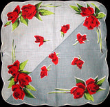 Red Roses Vintage Handkerchief, Herrmann