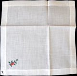 Holly Berries Embroider Vintage Christmas Handkerchief, Herrmann