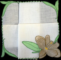 Anice Embroidered Hibiscus Trembler Vintage Handkerchief Madeira