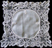 Heirloom Antique Wedding Handkerchief w Handmade Lace