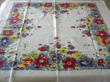 Colorful Floral Vintage Tablecloth 52x52 Heavyweight