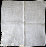 Monogram H Vintage Handkerchief, Madeira Embroidery Cutwork