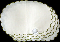 Imperial Madeira Embroider Oval Linen Placemats Napkins, 8 Pc Set