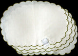 Imperial Madeira Embroider Oval Linen Placemats Napkins, 8 Pc Set