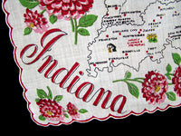 Indiana Tourist Souvenir State Map Vintage Handkerchief