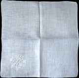 Indecisive Monogram on Blue Linen Vintage Handkerchief