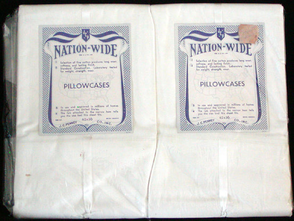 New Old Stock Pair of J.C. Penney Vintage Cotton Pillowcases