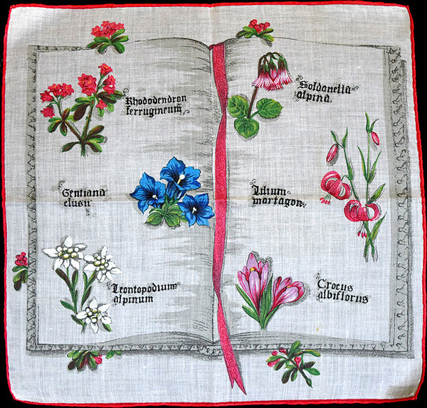 Latin Book of Flowers Vintage Handkerchief