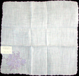 Marghab Lavender Violets Vintage Handkerchief Madeira Portugal