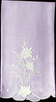 Lavender Madeira Embroidered Appliqued Linen Vintage Guest Towel