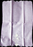 Lavender Madeira Embroidered Appliqued Linen Vintage Guest Towel