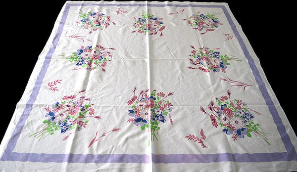 Daisy Bouquets Vintage Tablecloth Wilendur 52x50