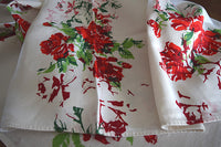 Red Shadow Roses Vintage Tablecloth, Linen 86x52