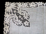 Acanthus Lace & Linen Vintage Bridal Wedding Handkerchief MWT