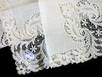 Acanthus Lace & Linen Vintage Bridal Wedding Handkerchief MWT