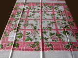 Clematis & Trellis Vintage Tablecloth, Linen 51x50
