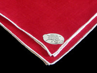 Burmel Hand Rolled Vintage Irish Linen Handkerchief, Red