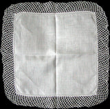 Lovers Knot White Crochet Lace Vintage Irish Linen Handkerchief