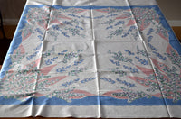 Lily of the Valley & Ribbon Pastel Vintage Tablecloth 48x52