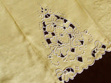 Gray Cutwork on Yellow Madeira Vintage Linen Guest Towel