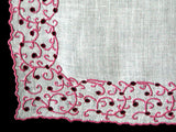 Marghab Thousand Eye Pink Vintage Handkerchief Madeira Portugal