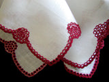 Marghab Eyelet Scallop Vintage Handkerchief Madeira Portugal Red