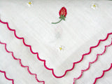 Marghab Strawberry Vintage Handkerchief Madeira Portugal w Box