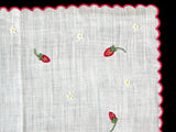Marghab Strawberry Vintage Handkerchief Madeira Portugal w Box