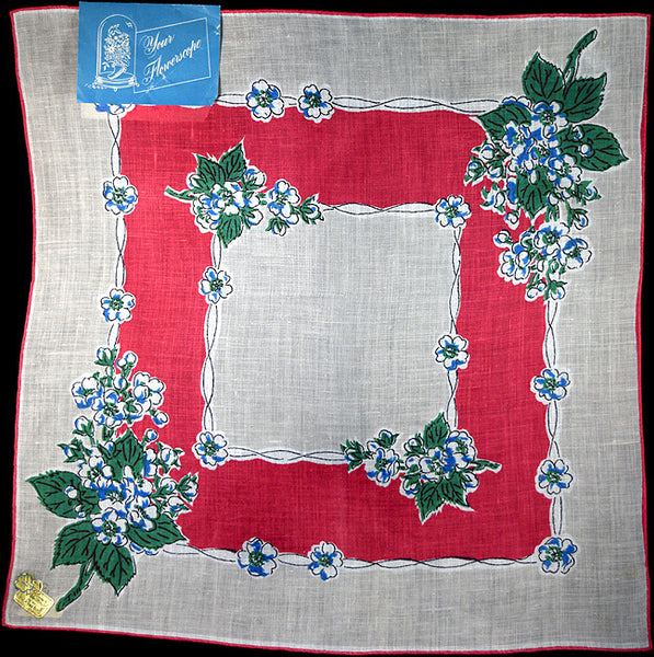 May Flower of the Month Vintage Linen Handkerchief, Kimball
