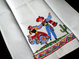 Dancing Mexican Senor Senorita Vintage Kitchen Tea Towel Unused