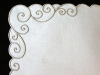 Vintage Madeira Linen Placemats Napkins Embroidery Molded Corner