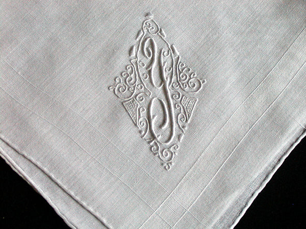 Monogram Y Vintage Handkerchief Embroidered White Linen