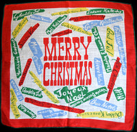 Multilingual Merry Christmas Greetings Vintage Handkerchief