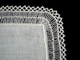 Hairpin Lace and White Linen Vintage Wedding Handkerchief