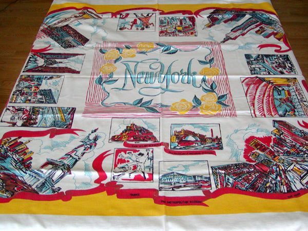 New York City NY Tourist Souvenir Vintage Tablecloth 48x52