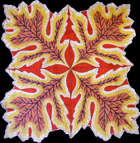 Big Oak Leaves Vintage Handkerchief