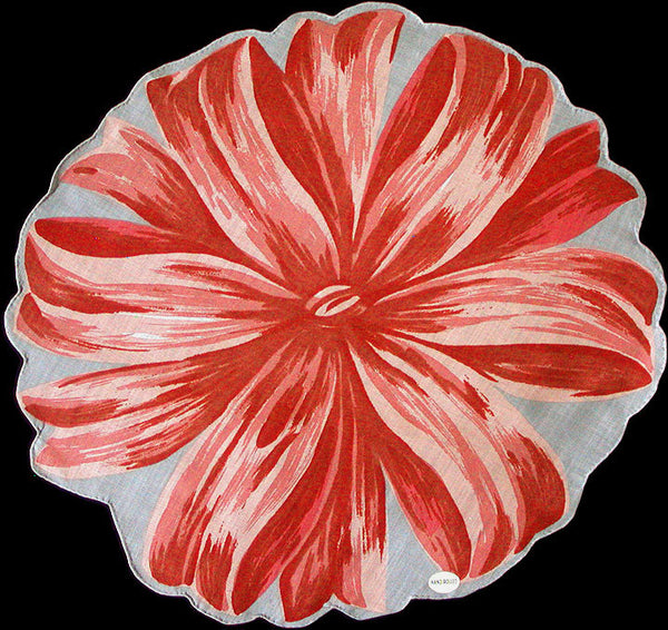 Big Round Coral Bow Vintage Handkerchief New Old Stock