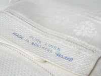 Old Bleach Vintage Irish Linen Damask Guest Towels, Pair