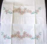 PR Vintage Pillowcases Embroidered Orange Flowers