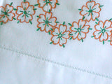 PR Vintage Pillowcases Embroidered Orange Flowers