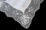 Embroidered Orchids Lace Vintage Wedding Handkerchief